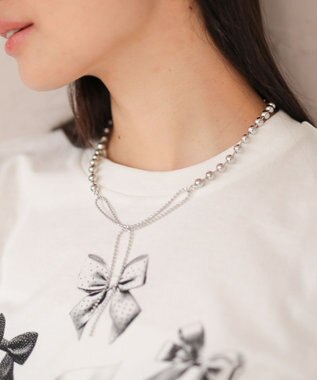 Green Parks ・ＨＡＬＦ　ＴＩＭＥ　ボールチェーンリボンネックレス Silver