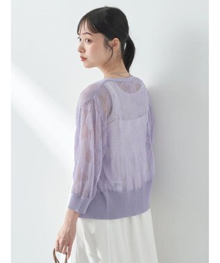 earth music&ecology 花柄シアーカーディガン Lavender