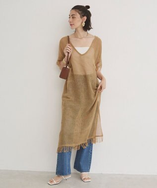 WEGO 【ANGIE VINTAGE】メッシュジレワンピース ベージュ
