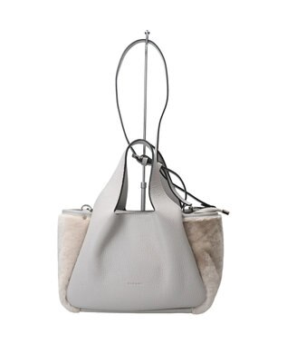 INTER-CHAUSSURES 【RIPANI】ムートンコンビレザーハンドバッグ ライトグレー