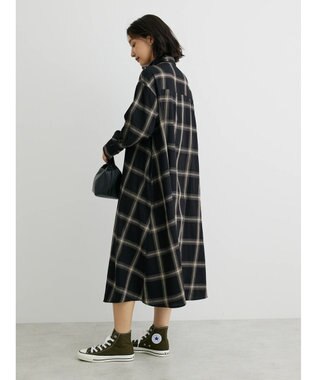Green Parks ビエラチェックシャツワンピース Black