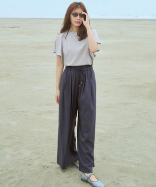 【新色追加/洗濯機可/ウエストゴム/接触冷感/UVケア】清涼リラックスハイウエストパンツ