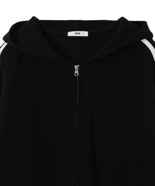 WEGO ラインリボンダブルジップニットパーカー ブラック