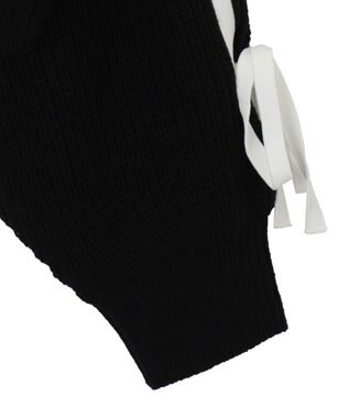 WEGO ラインリボンダブルジップニットパーカー ブラック