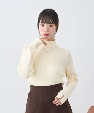 earth music&ecology 【イージーケア】【洗濯機洗い可】レンチング(TM)エコヴェロ(TM)(リブタートル) Ivory