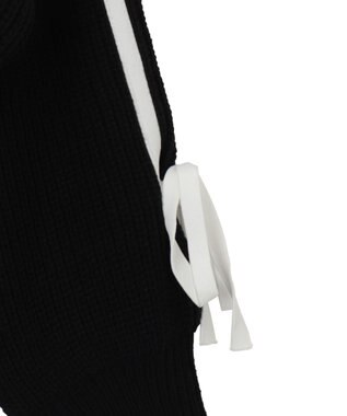 WEGO ラインリボンダブルジップニットパーカー ブラック