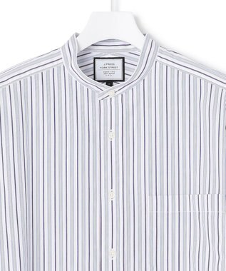J.PRESS YORK STREET 【UNISEX】バンドカラー　ストライプシャツ ホワイト系1