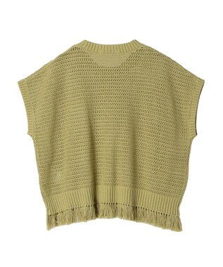 Green Parks 裾フリンジメッシュニットプルオーバー Green