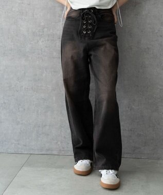 WEGO レースアップデニムパンツ ブラック