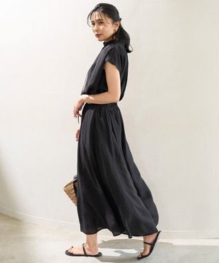 UNFILO ヴィンテージシアー ギャザーワイドパンツ ブラック