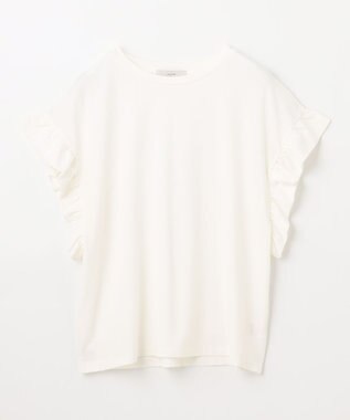 ANY ストレッチピケフリルTシャツ ホワイト