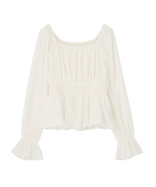 earth music&ecology バルーンヘムブラウス Off White