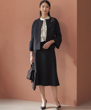 組曲 【KUMIKYOKU NAVY】コンフォータブルドレープ フレアスカート ネイビー系