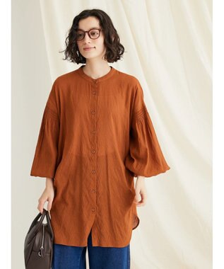 CRAFT STANDARD BOUTIQUE ウ゛ィンテージボイルソデシャーリングチュニック Orange