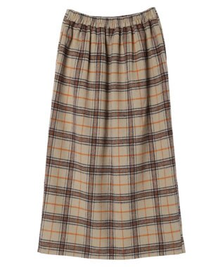 Green Parks シャギーチェックスカート Beige