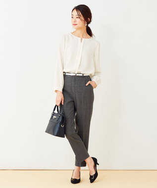 ANY SIS 【蓄熱効果】サーモトロン 2WAYストレッチ テーパードパンツ（チェック柄） チャコールチェック