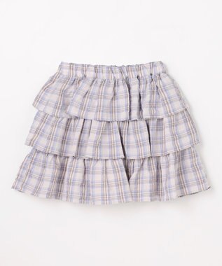 ANY KIDS 【洗濯機可能】ティアード チェックスカパン ブラウン