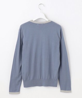 J.PRESS LADIES 【洗える】トリムツイン ニット サックスブルー系