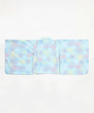 ANY KIDS 【簡単着付け】2WAY セパレート浴衣セット サックスブルー×花火