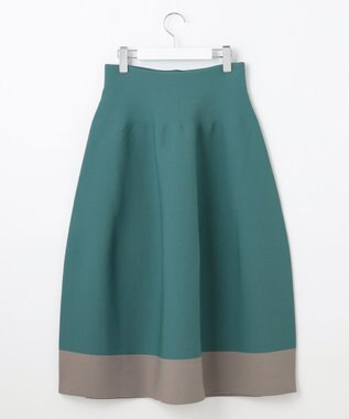 自由区 【洗える】ポリエステルホールガーメント スカート ボトルグリーン×モカ