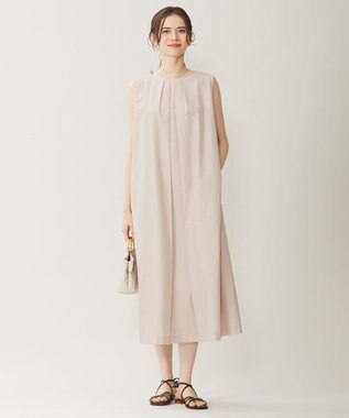 自由区 【WEB限定カラーあり・洗える】タッサーポプリンノースリーブ ワンピース ベージュ