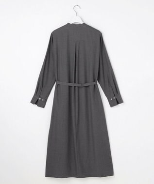 J.PRESS LADIES L Pe キュプラ Light ツイル ピーチ ウール ライク シャツ ワンピース チャコール系