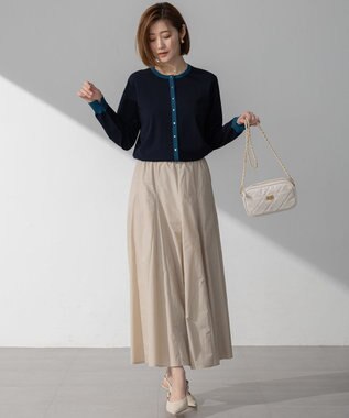 23区 S 【洗える】レーヨンポリエステルストレッチ カーディガン ネイビー×ダークブルー