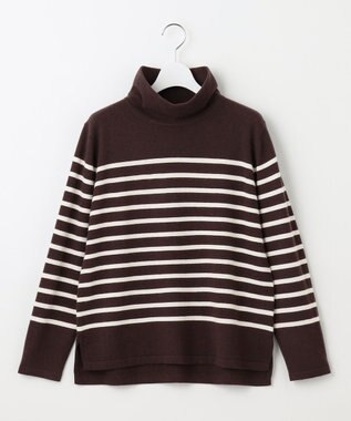 J.PRESS LADIES 【洗える】SEMI WORSTED WOOL バスクボーダー ニット ダークブラウン系1