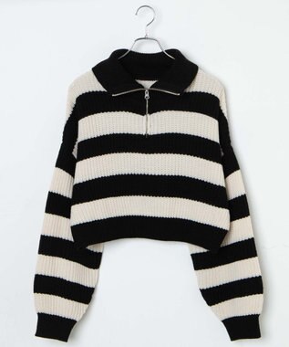 WEGO ハーフジップショートニットプルオーバー ブラックその他