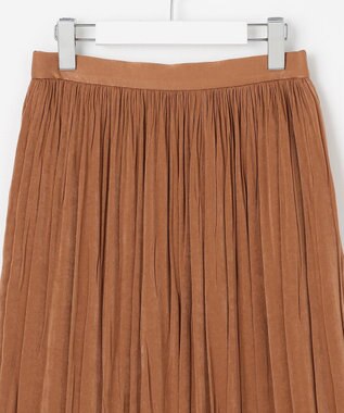 J.PRESS LADIES L 【洗える】マロンサテン ランダムプリーツ スカート キャメル系