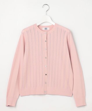 J.PRESS LADIES Rayon Elite Stretch クルーネック カーディガン ピンク系