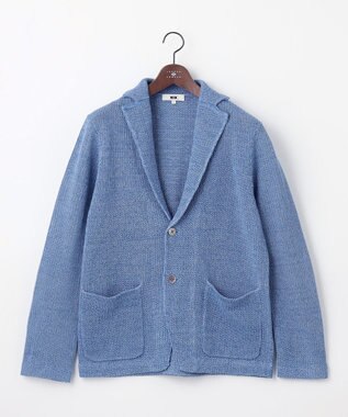 JOSEPH ABBOUD 【洗える】ストローヤーン ニット ジャケット サックスブルー系