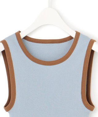 ICB L 【洗える】オーガニックリブタンク カットソー サックスブルー系
