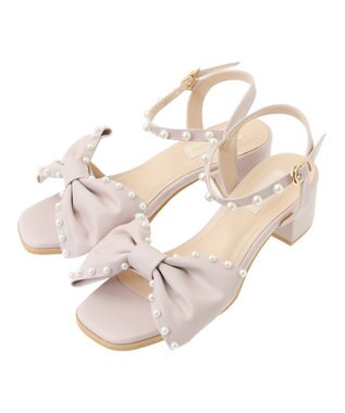 Maison de FLEUR パールリボンサンダル Pink