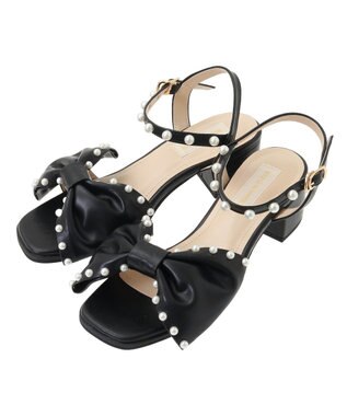 Maison de FLEUR パールリボンサンダル Black