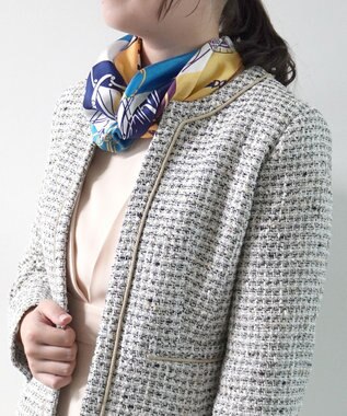 Marca 【Marcaオリジナル】色面シルエット馬車 小判スカーフ シルクツイル ブルー