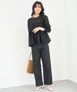 UNFILO 【UNFILO DENIM】撥水ストレッチ テーパードデニム ブラック