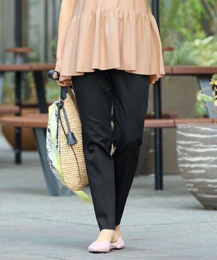 自由区 L 【接触冷感・吸湿・速乾】COOLMAX テーパードパンツ ブラック系