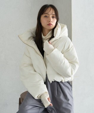 earth music&ecology 2wayパファー ショートブルゾン アイボリー