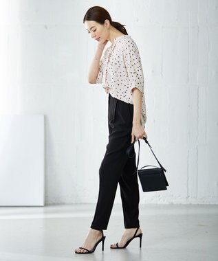 ICB 【WEB限定カラーあり・洗える】Back Satin Amunzen キーネックブラウス ローズピンク系柄