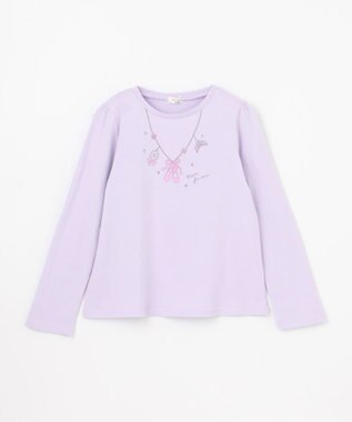 ANY KIDS 【WEB限定】7days プリント 長袖Tシャツ ラベンダー×ネックレス