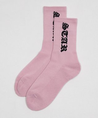 WEGO オールドイングリッシュロゴリブソックス ピンク