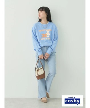 earth music&ecology Ｃｏｓｂｙ×ｅａｒｔｈ　ベアープリントロングＴシャツ Light Blue