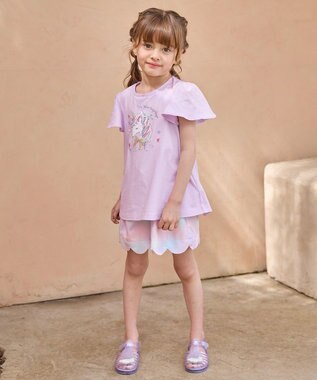 ANY KIDS 【温度で色が変わる】接触冷感 しろくま ミラクルプリント Tシャツ ラベンダー