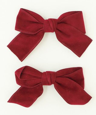 WEGO LベロアBIGリボンクリップ ワイン