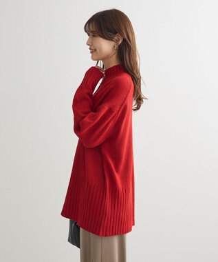 Green Parks 洗えるモックネックニットプルオーバー Red