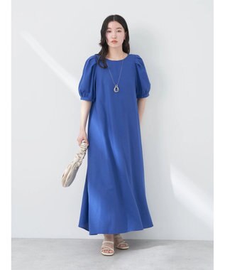 earth music&ecology リサイクルポリエステルブレンドＡラインワンピース Blue