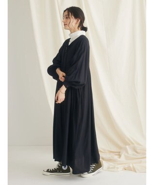 CRAFT STANDARD BOUTIQUE レーヨンキルト切り替えワンピース Black