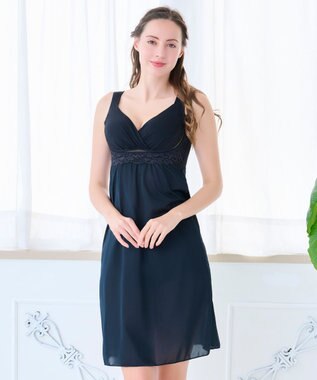 BRADELIS New York 【BRADELIS NewYork peace】綿混キャッチャーカップレースブラスリップ25 補正 下着 インナー カップ付き ワンピース ブラック