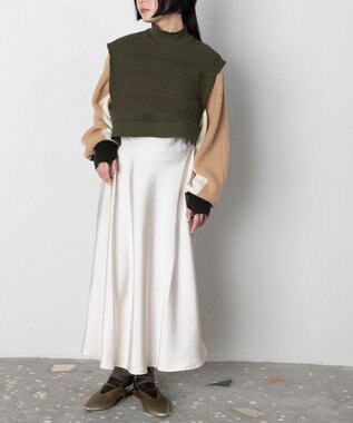 TRICOTE バンピーニット切り替えベスト 48KHAKI